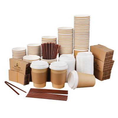 China Recyclable Disposable Kraft Paper Cups With Cover Straw Paper Cup Sleeve Bulk Plastic Factory Order Wholesale Hot Sale for sale