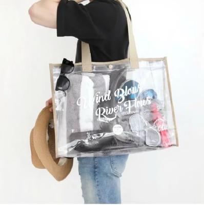 China Manufacturer Of Custom Transparent Work Tote Shoulder Bag Women Handbag Purse PVC Handled Clear Shopping Bag for sale