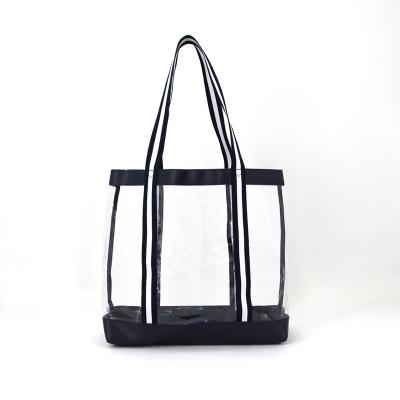 China Simple Shopping Handled Large Capacity Wholesale Women PVC Clear Tote Bag for sale