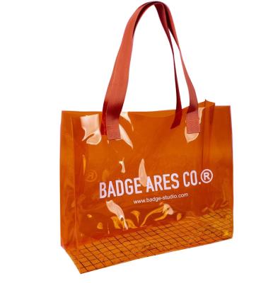 China Factory Wholesale Custom Transparent PVC Tote Bags Handled Gift Shopping Bags for sale