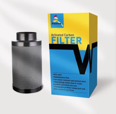 China Silver Hydroponics 38mm 6inch 445mm Height Activated Carbon Ventilation Exhaust Air Filter for sale