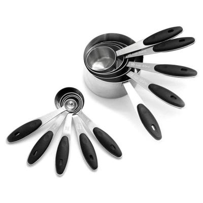 China Home Kitchen 10 Piece Measuring Cups and Spoons Set Steel Silicone Measuring Cups and Spoons Set for sale