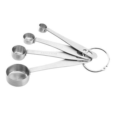 China 4pc Stainless Steel Kitchen Tea Measuring Spoons Mini Metal Coffee Measuring Spoon Home Measurig Spoon for sale