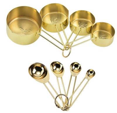 China Stocked Stainless Steel Plated Copper Measuring Cup Rose Gold Measuring Cups for sale