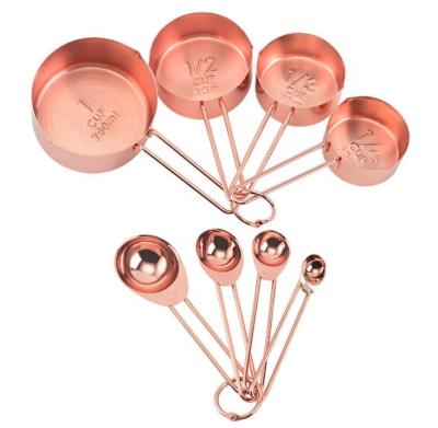 China Stocked Stainless Steel Plated Copper Measuring Cup Rose Gold Measuring Cups for sale