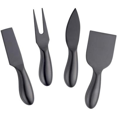 China Sustainable Stainless Steel Cheese Knife Set Black Cheese Knife 4 Piece Set Cheese Knives for sale