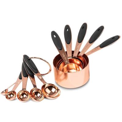 China Home Kitchen Stainless Steel Copper Plated Measuring Cup Rose Gold Measuring Cups for sale