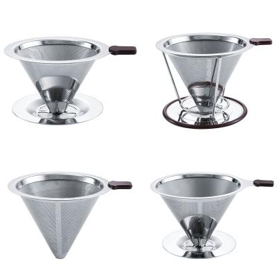 China Stainless Steel Coffee Strainer Coffee Dripper Metal Sustainable Coffee Filter for sale