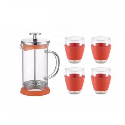 China LID Glass Coffee Maker Set With French Cups Press Set With French Coffee Cups Press Gift Set for sale