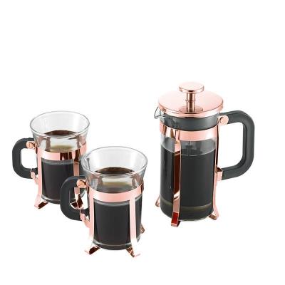 China WITH LID classic style french press with 2pcs coffee cup coffee maker set for sale