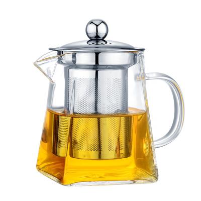 China WITH LID High Quality High Level Borosilicate Glass Stainless Steel Infuser Teapot Coffee Maker for sale