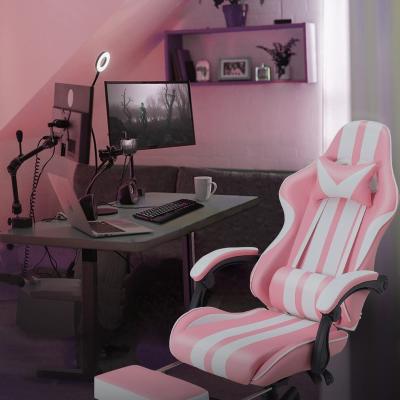 China 2022 Swivel Reclining Chair Ergonomic Adjustable Silla PU kawai gamer Pink Gaming Chair Ergonomic Adjustable Swivel Chair for sale