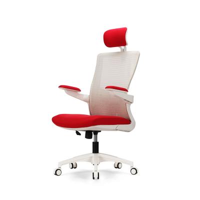 China Multifunctional Adjustable Custom Mesh High Back Boss Office Colorful White Swivel Chair for sale