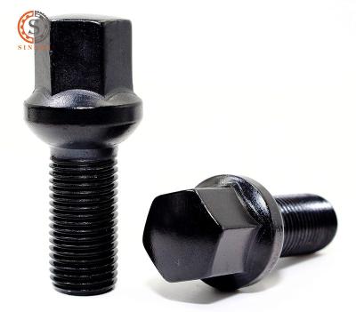 China Black Steel Factory Direct Sales Wheel Lug Bolts M14x1.5 2.10 In 28mm 17mm Leg Length Ball Seat Fit For Mercedes Audi for sale