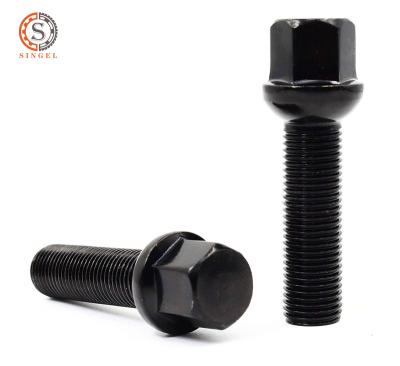 China Wholesale Steel 14X1.5, Factory Price Black 12X1.25 Wheel Lug Bolts Thread Length 28mm For VW AUDI MERCEDES for sale