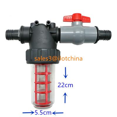 China Agriculture iLOT Water Sanitary Solution Pre Bottle Transparent Filter Filtrator For Boom Sprayer With Small On/Off Switch for sale