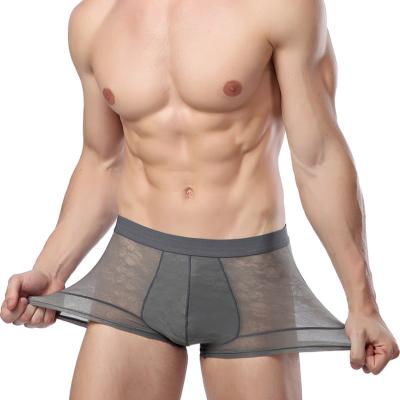 China Male Sexy Hollow Out Skull Design Ice Silk Breathable Underpants Men's Breathable Transparent Men's Boxers Briefs Short Briefs for sale