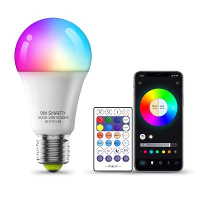 China 40m New Arrival Tuya Smart Light Bulb 9W WiFi Smart Colorful Smart Bulb RGB Lamp for sale