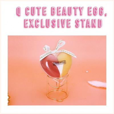 China Soft Heart Shaped 2 In 1 Beauty Tools Powder Puff Set Diagonal Cut Drop Wet And Dry Shape Sponge Makeup Egg Box With Metal Bracket for sale