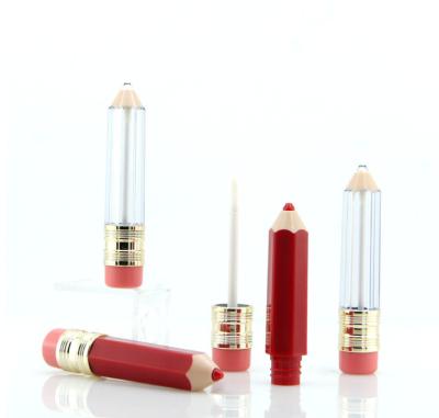 China Lip Gloss Packaging 5ml Cosmetic Packaging Pencil Shaped Clear Lip Gloss Tube for sale