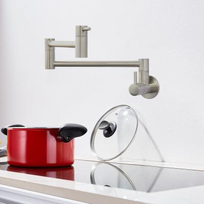 China Steel 304/316 material Wall Mount Folding 360 Swivel Double Joint Spout Kitchen Sink Water Tap Faucet Pot Filler for sale