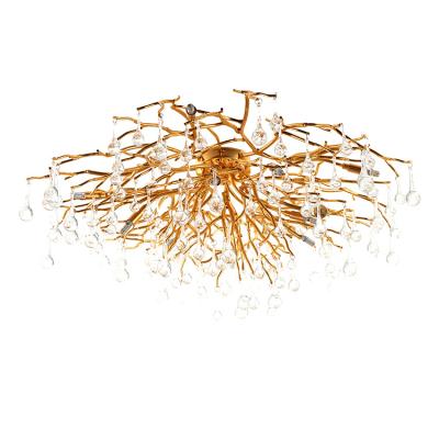 China Modern luxury living room led solid brass tree lamp hanging villa around branch chandelier creative aluminum crystal lamp for sale