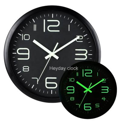 China LUMINOVA Night Light Function Glow in the Dark Modern Design Home Decorative Super Bright Wall Clock for sale