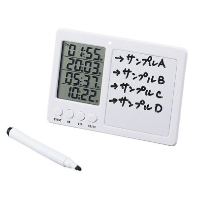 China Minimalist White Plastic 24 Hour 4 Channel Digital Dual Kitchen Timers With Message Board And Pen for sale