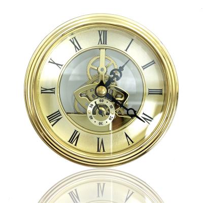 Cina 97mm Modern Gold Clock Transparent Skeleton Insert With Gold Bezel in vendita