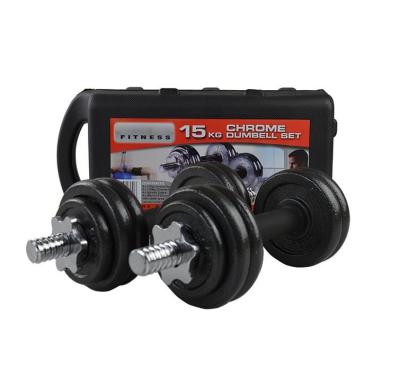 China Factory Price Universal Black Painted Dumbbells 15kg Basics Adjustable Barbell Dumbbell Lift Set for sale