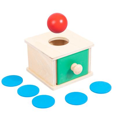 China Kids Wooden Coin and Ball  Box Drawer Game  Baby Early Learning Teaching Aids Toys Educational Toys Preschool Training Toy 14.5*9.5*13 cm for sale