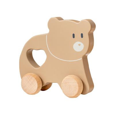 China Sheen Wholesales Educational hand pull toy Wooden Toys Cute Bear Shape vehicle Car With Wheels For Kids Gift 13.5*5.5*14.5cm for sale