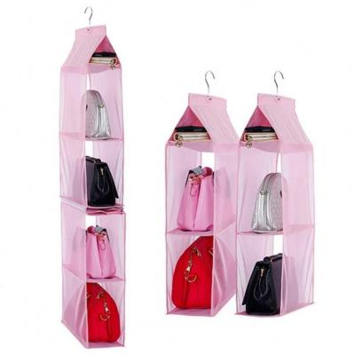 China 6 Pocket Folding Oxford Handbag Organizer Purse Bag Collection High Quality Dustproof Hanging Storage for sale