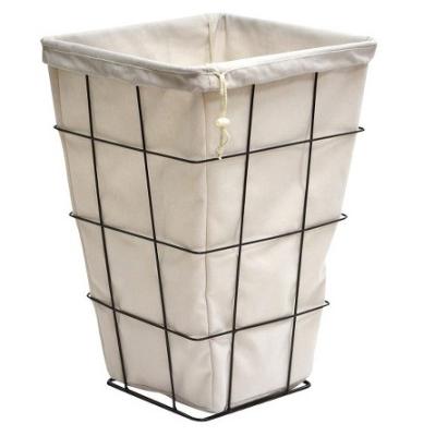 China Contemporary Trapezoid Metal Wire Frame Canvas Laundry Hamper for sale