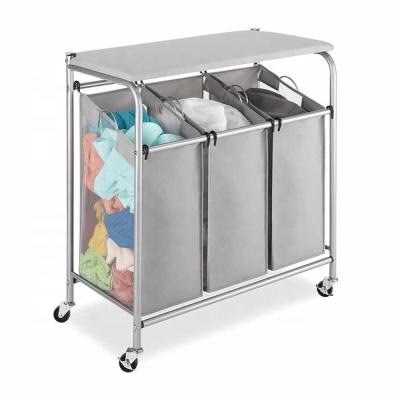 China Handles 2 Bag Laundry Sorter, 3 Bag Laundry Hamper, 3 Bag Laundry Sorter On Wheels for sale