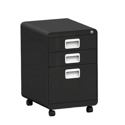 China HD018 movable steel curverd 3 drawer office round corner mechanical mobile pedestal filing cabinet for sale