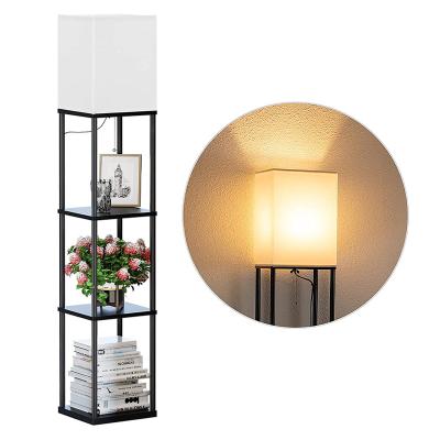 China Nordic modern simple bedroom living room fabric lampshade lamp can be placed goods shelf floor lamp for sale