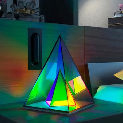 China Modern sungreen Dropshipping Home Decoration RGB Fantasy Rainbow Night Pyramid Lights LED Table Lamp for sale