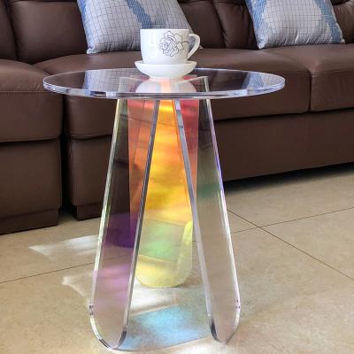 China Convertible Rainbow Color Modern Northern Europe Office Living Room Furniture Transparent Acrylic Coffee Table for sale