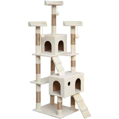 China Viable Manufacturer Design Wholesale OEM Pet Playing Platform Cat Tree Tower Cat Scratcher Toys Furnitures Funny House Tree for sale