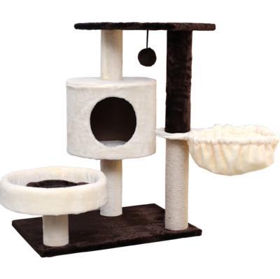 China Cheap Durable Durable Wrinkled Handmade Cat Scratcher Luxurious Cat Condo Small Villa Pet Scratcher Medium Size Cat Tree for sale