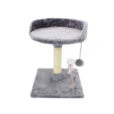 China Viable Small Size Cheap Price Gray Cat Scratching Tree With A Comfortable Square Base Sisal Toy And Cat Tree for sale