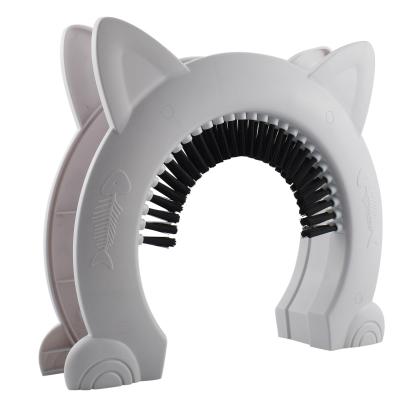 China EU&US Patent Breathable Pet Products Amazon Designer Wholesale Best Selling New Product In The Wall Cat Shape Flap Door Pet Wardrobe Door Brush for sale