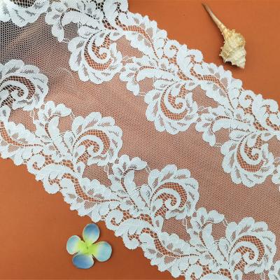 China Good Quality African Stretch Mesh Chantilly Trim Lace Fabric Elastic Bridal Lace Fabric Just A Trim For Underwear And Dress for sale