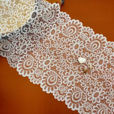 China X2348 Elastic Fashion Good Quality Classic New Design Dress Stretch Elastic Lace Fabric Lace Trim Edge Material for sale