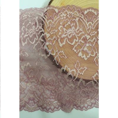 China Best new selling elastic lace trims elastic nylon and spandex soft colors double flower lace for garment clothes underwear lingeries for sale