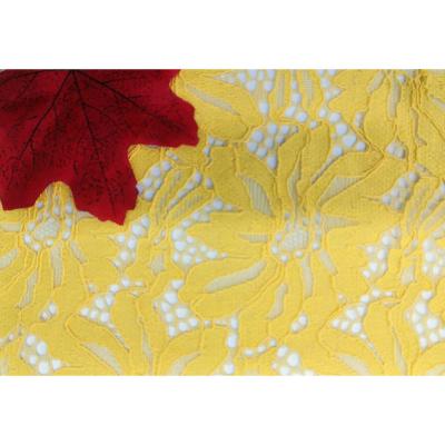 China Yellow flower elastic lace and spandex classic fabric design nylon elastic dyeing lace for garment clothes underwear lingeries for sale