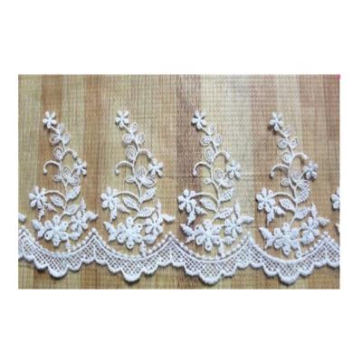 China Sustainable Lace Wholesale White Cotton Lace Fabric Embroidered Lace Trim for sale