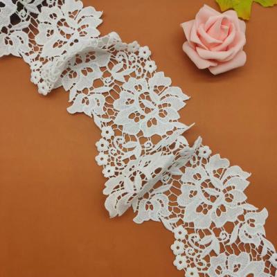 China Hot Sale 12cm White Trim Water Soluble Design Alencon Cotton Embroidery Lace Water Soluble Lace For Curtain for sale