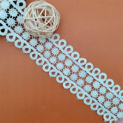 China C1184 polyester water soluble milk silk embroidery lace trim white cotton lace water soluble crochet lace for garment for sale